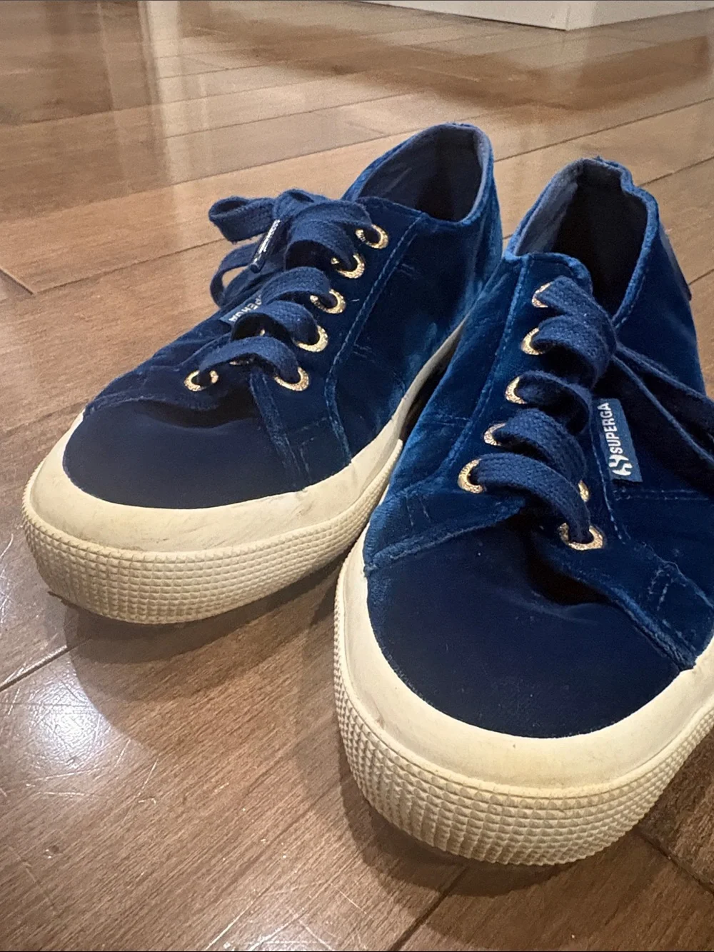 superga Navy Velvet Low-Top Sneakers - Navy